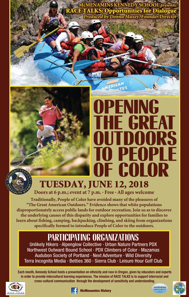 event poster with people rafting